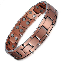 Retro Copper 3500 Gauss Double-Row Strong  Magnetic Arthritis Pain Relief  Men's Bracelet Adjustable